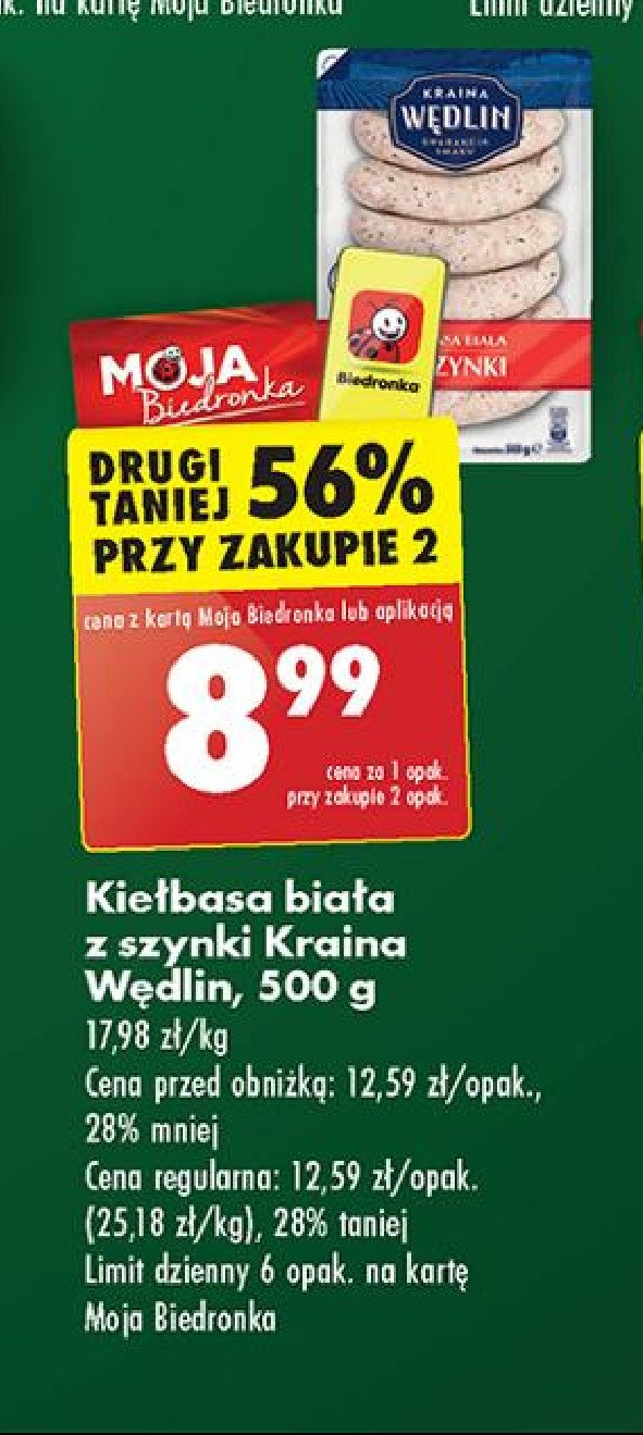 Kiełbasa biała z szynki Kraina wędlin promocja