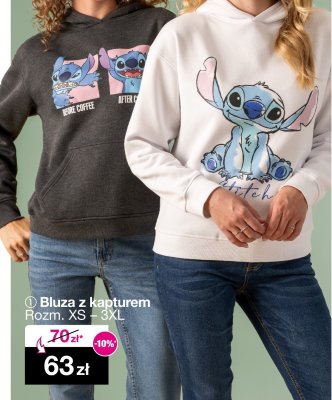Bluza z kapturem Stitch Rozm. XS – 3XL promocja w Woolworth