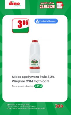 Mleko spożywcze świeże 3,2% Wiejskie promocja w Dino