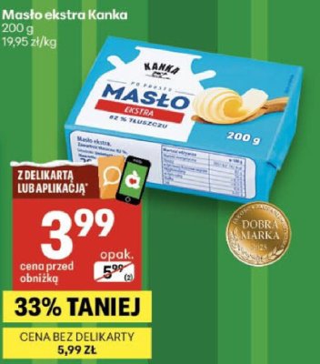 Masło ekstra Kanka 200 g promocja w Delikatesy Centrum