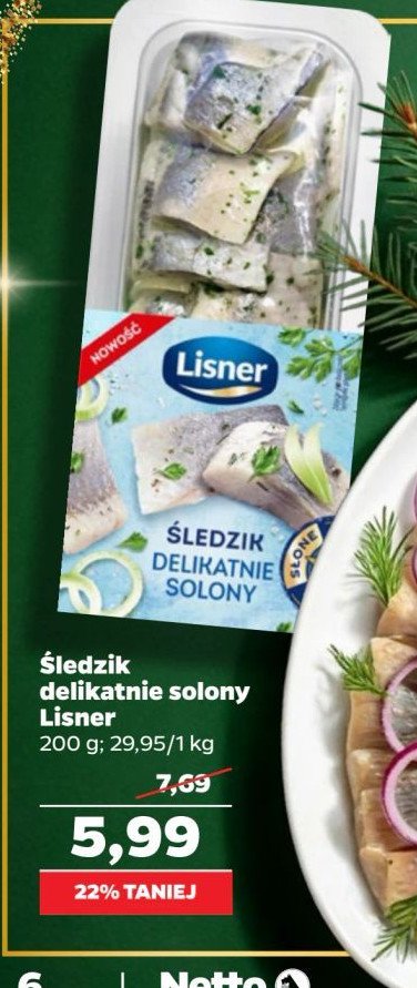 Śledzik delikatnie solony Lisner promocja w Netto