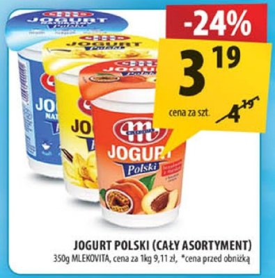 Jogurt polski (cały asortyment) Mlekovita promocja w Arhelan