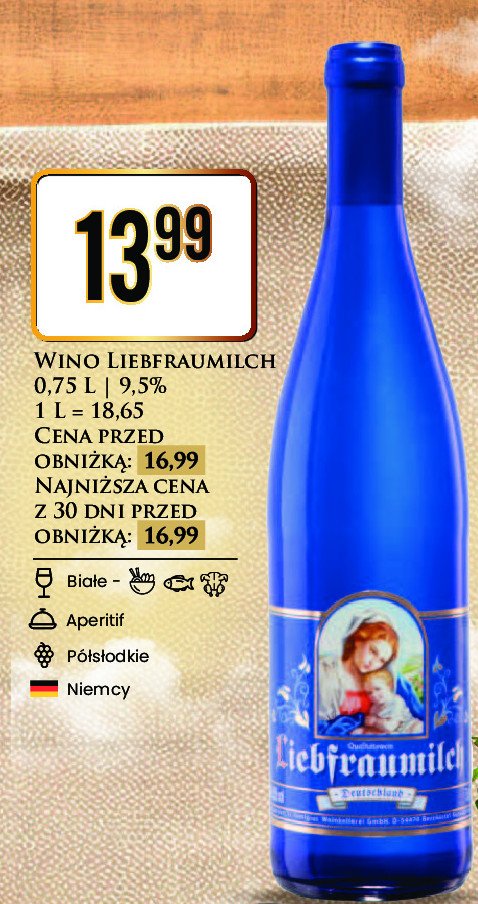 Wino Liebfraumilch blue promocja w Dino