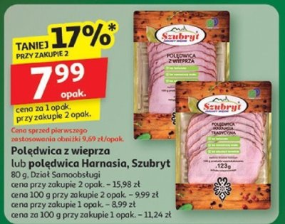 Polędwica z wieprzą lub polędwica Harnasia, Szubryt 80 g, Dział Samoobsługi promocja w Auchan