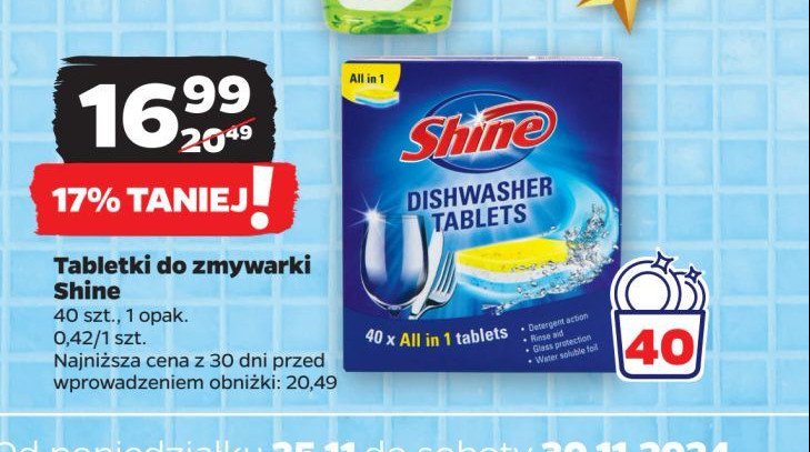 Tabletki do zmywarki Shine all in 1 promocja w Netto