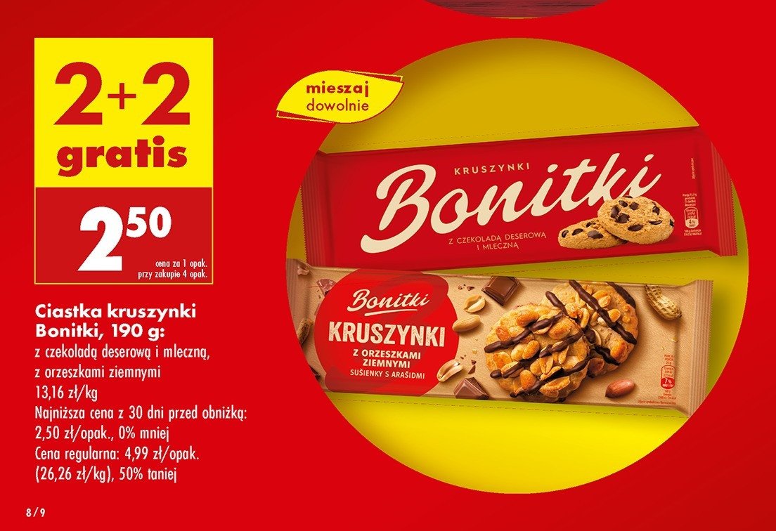 Ciastka kruszynki z orzechami laskowymi i czekoladą Bonitki promocja w Biedronka