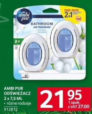 Ambi Pur odświeżacz 2 x 7.5 ml dwa rodzaje promocja w Selgros