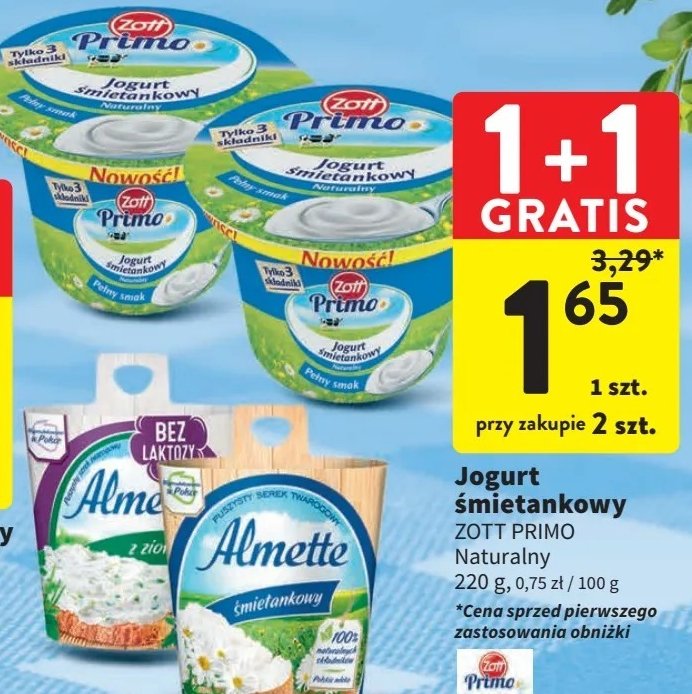 Jogurt śmietankowy Zott primo promocja