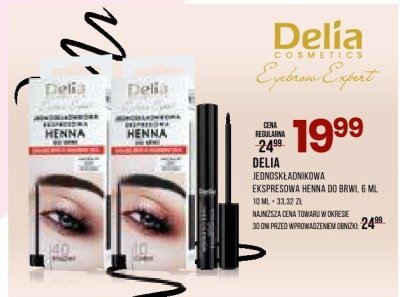 Jednorząkowa ekspresowa henna do brwi DELIA promocja w Drogerie Natura