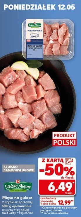 Mięso na gulasz z szynki wieprzowej Stoisko mięsne promocja