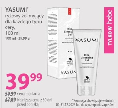 Żel ryżowy myjący YASUMI dla każdego typu cery promocja w Hebe