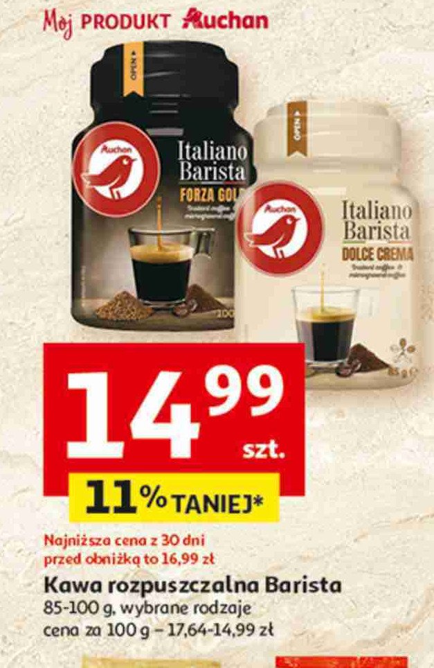 Kawa italiano barista dolce crema Auchan różnorodne (logo czerwone) promocja