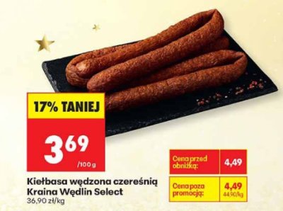 Kiełbasa wędzona czereśnią Kraina Wędlin Select promocja w Biedronka