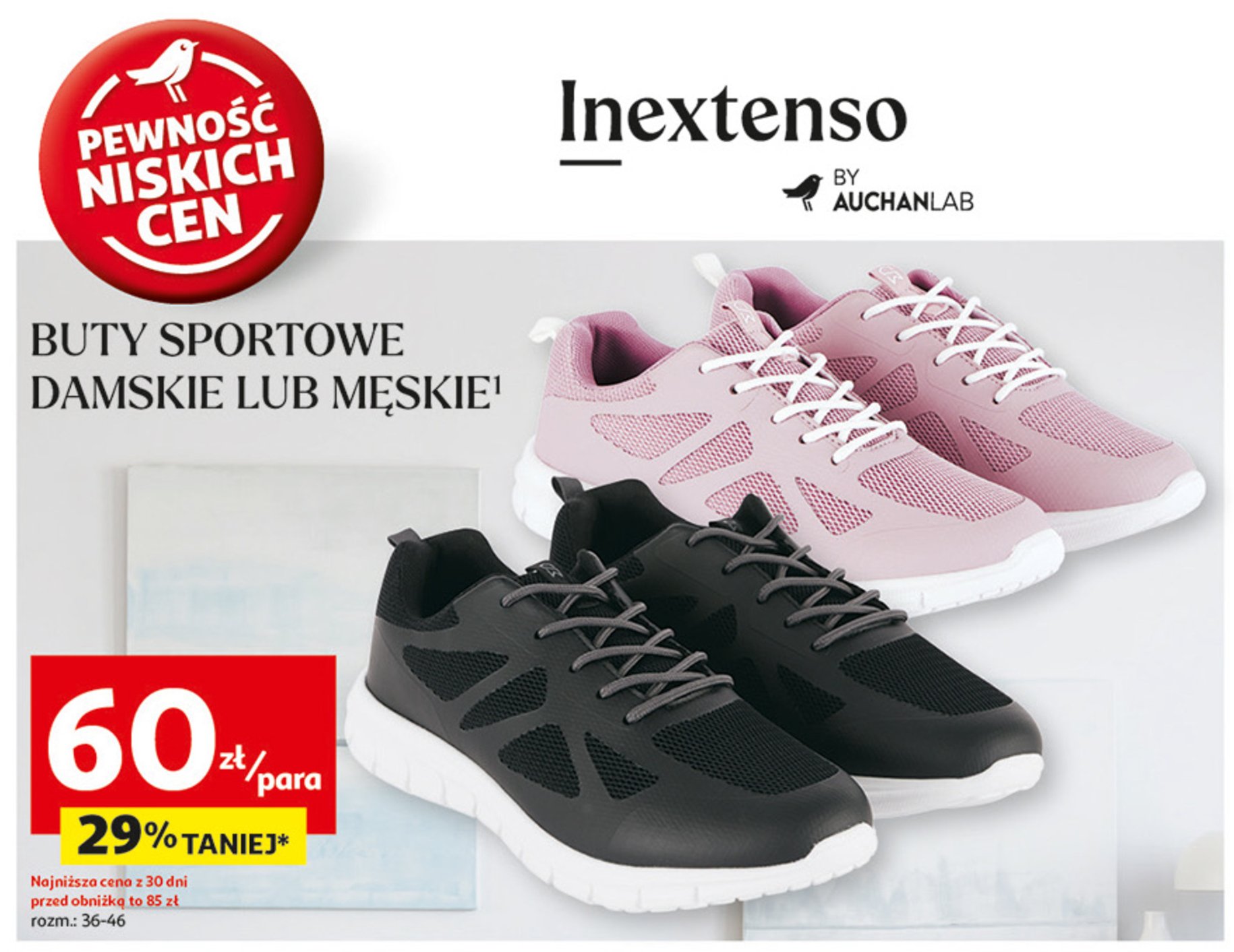 Buty sportowe damskie 36-46 Auchan inextenso promocja w Auchan