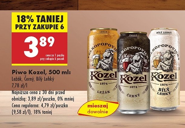 Piwo Kozel bily lehky promocja