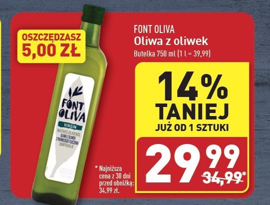 Oliwa z oliwek extra Font oliva promocja w Aldi