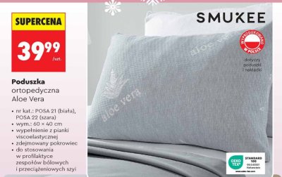 Poduszka ortopedyczna Aloe Vera wym. 60 × 40 cm szara promocja w Biedronka
