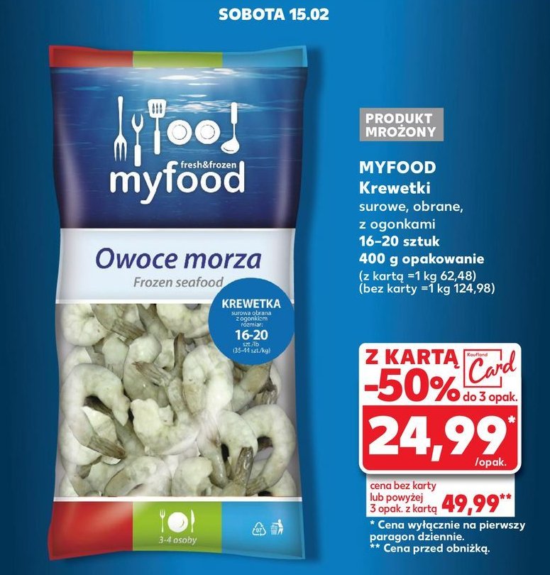 Krewetki surowe obrane 16/20 Myfood promocja