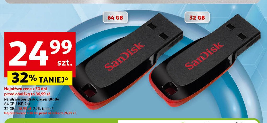 Pendrive cruzer blade 32gb Sandisk promocja w Auchan