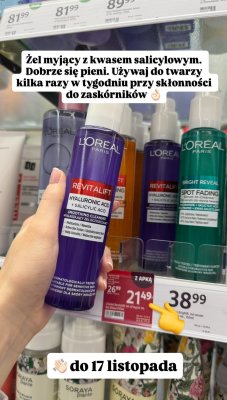 Żel myjący L'Oréal Paris Revitalift Hyaluronic Acid + Salicylic Acid promocja w Rossmann