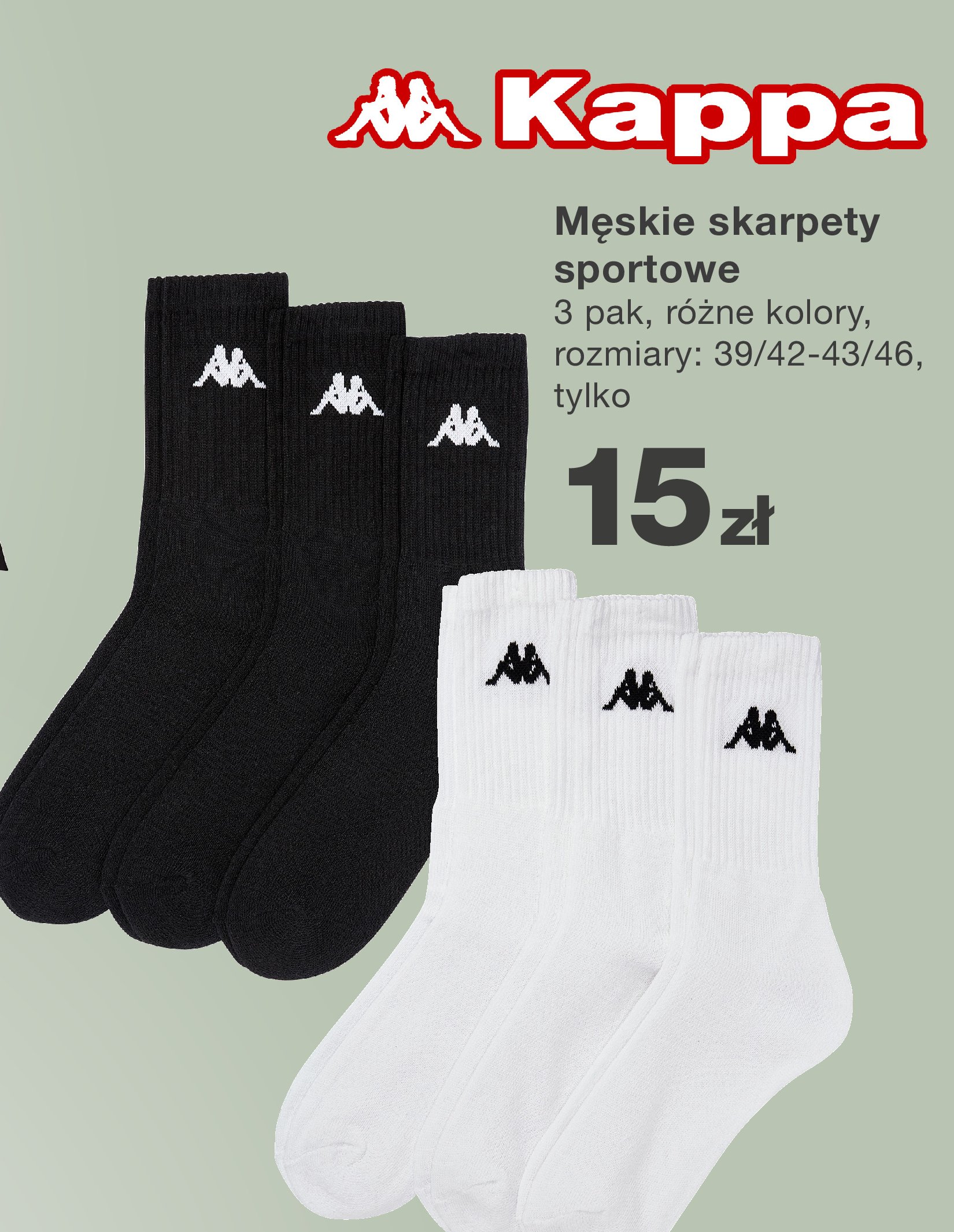 Skarpety męskie rozm. 39/42-43/46 Kappa promocja w KiK