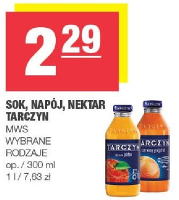 Sok, napój, nektar Tarczyn MWS wybrane rodzaje promocja w SPAR
