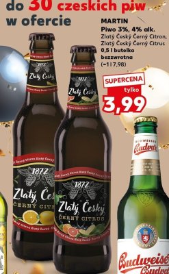 Piwo Zlatý Český Czarny Citron lub Citrus 3%, 4% alk. 0.5l promocja w Kaufland