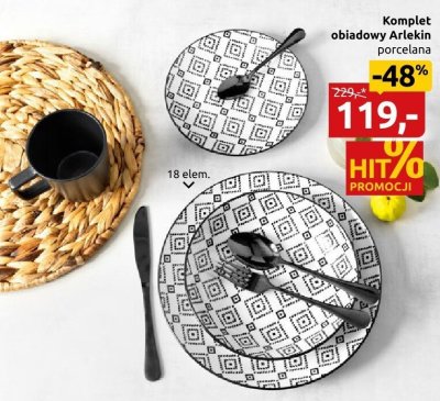 Komplet obiadowy Arlekin porcelana 18 elem. promocja w Black Red White