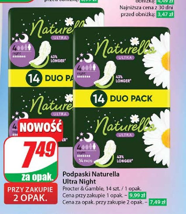 Podpaski night ze skrzydełkami Naturella promocja w Dino