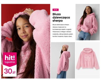 Bluza dziewczęca sherpa różowa Pepco promocja