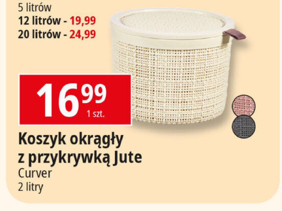Koszyk z przykrywk膮 jute round 2 l Curver promocja