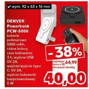 Powerbank pcw-5000 DENVER ELECTRONICS promocja w Kaufland