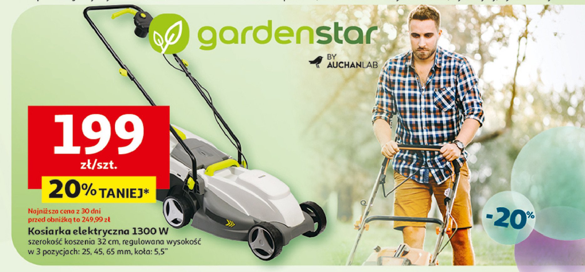 Kosiarka elektryczna 1300w Garden star promocja w Auchan