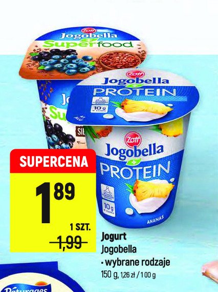 Jogurt siemię lniane-acai-jagoda Zott jogobella superfood promocja