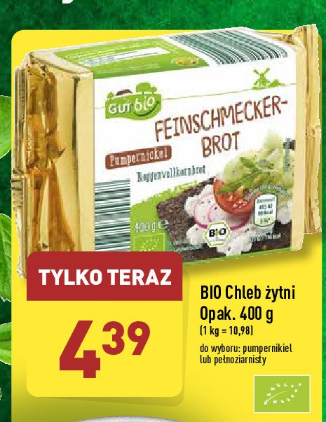 Chleb 偶ytni pe艂noziarnisty pumpernikiel Gut bio promocja