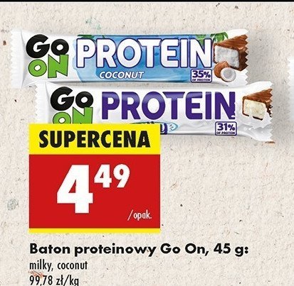 Baton proteinowy coconut Sante go on! protein promocja w Biedronka