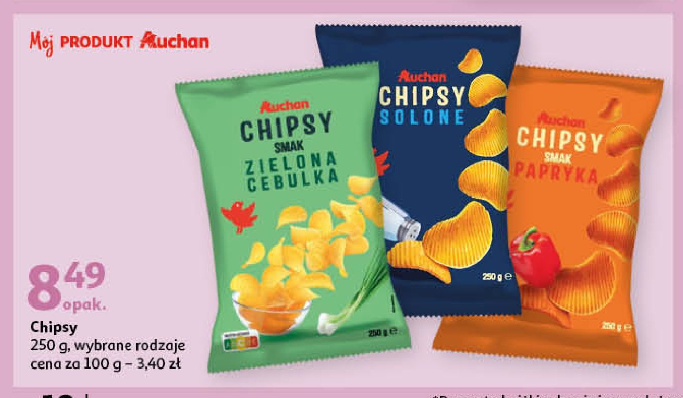 Chipsy zielona cebulka Auchan promocja