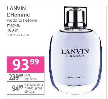 Woda toaletowa Lanvin l'homme promocja