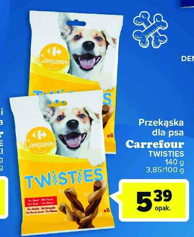 Przekąska dla psa twisties CARREFOUR COMPANINO promocja