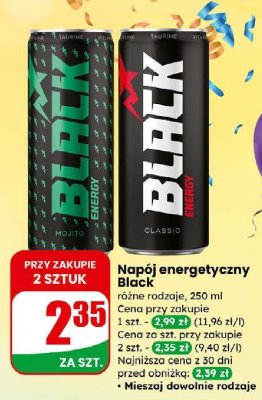 Napój energetyczny Black różne rodzaje promocja w Dino