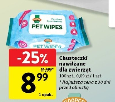 Chusteczki nawilżane dla zwierząt Cooper & Pals promocja w Intermarche