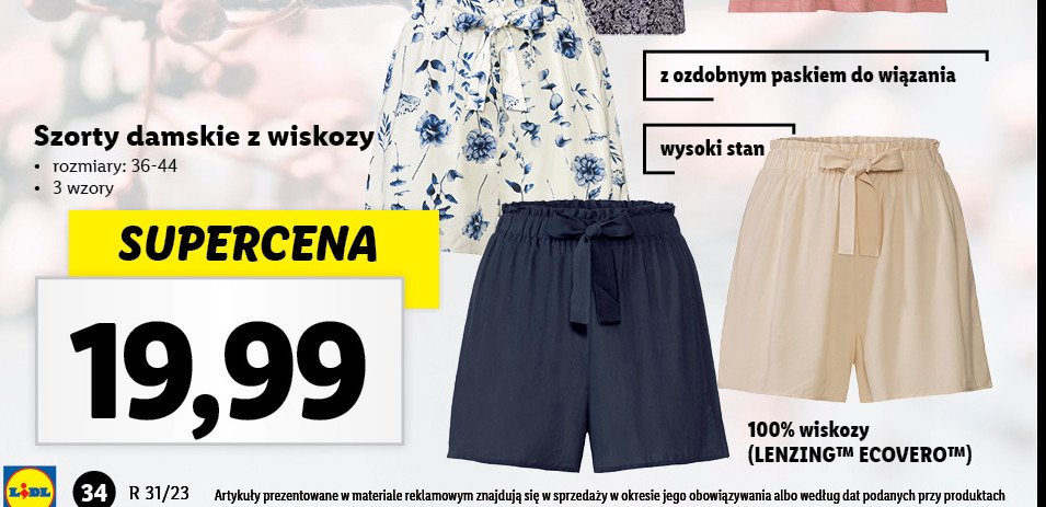 Szorty damskie 36-44 Esmara promocja