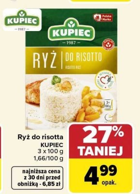 Ryż do risotta KUPIEC 3 x 100 g promocja w Carrefour