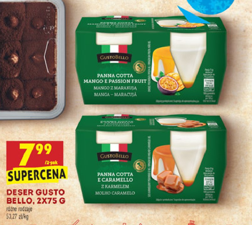 Deser panna cotta z mango i marakują Gustobello promocja