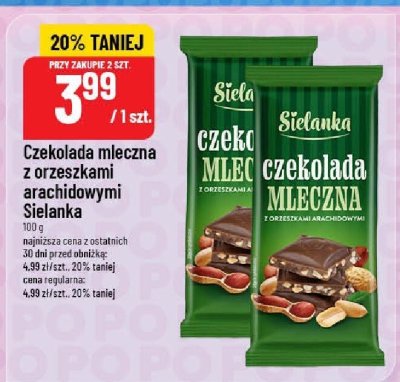 Czekolada mleczna z orzeszkami arachidowymi Sielanka promocja w POLOmarket