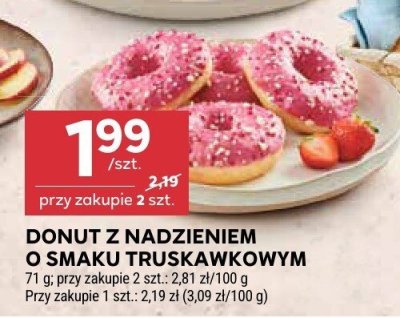 Donut z nadzieniem o smaku truskawkowym promocja w Stokrotka