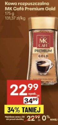 Kawa rozpuszczalna MK Café Premium Gold 175g promocja w Delikatesy Centrum
