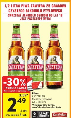 Piwo Kasztelan Niepasteryzowane promocja w Intermarche