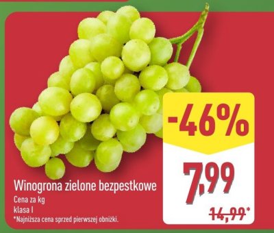 Winogrona zielone bezpestkowe promocja w Aldi