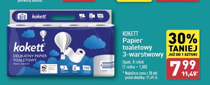 Papier toaletowy Kokett promocja w Aldi